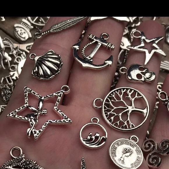 100 Tibetan Silver Tone Charms Mixed Lot Grab Bag - Picture 8 of 12